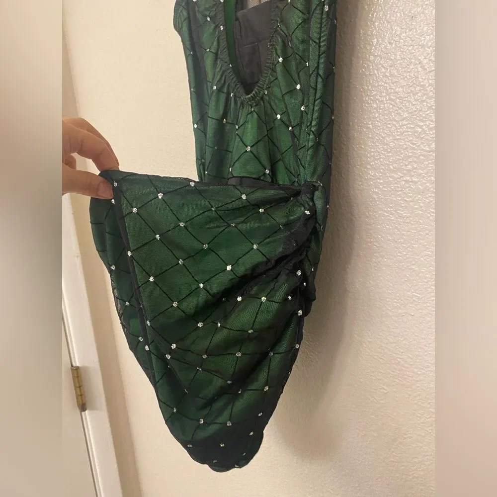 Pumpers dance costume competition lyrical Black green mesh illusion LC child